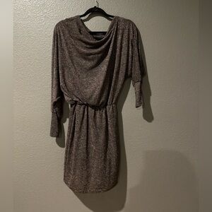 Small Designer black & bronze thread work dress Balloon sleeves tight from wrist